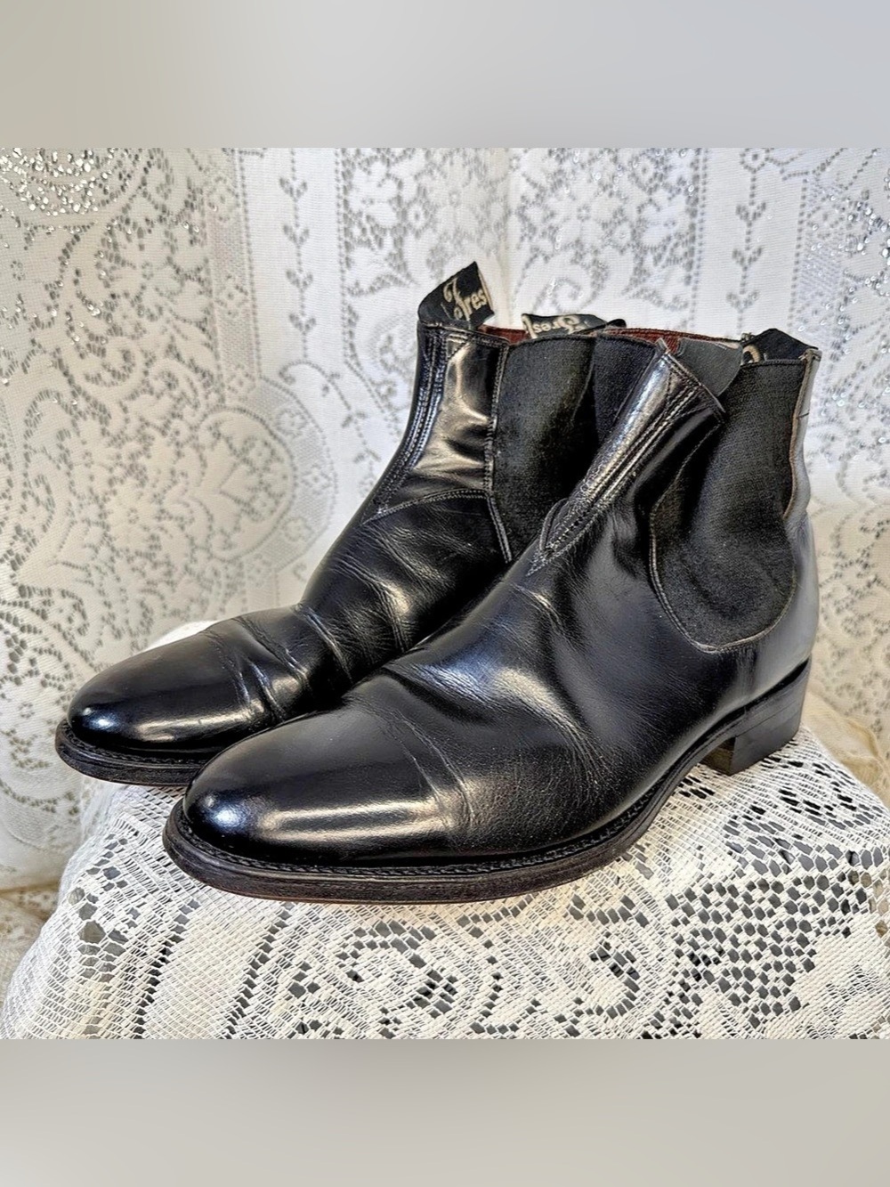 Vintage Tres Caballo Black Leather Chelsea Boots Men’s US 9.5 Cap Toe Mexico